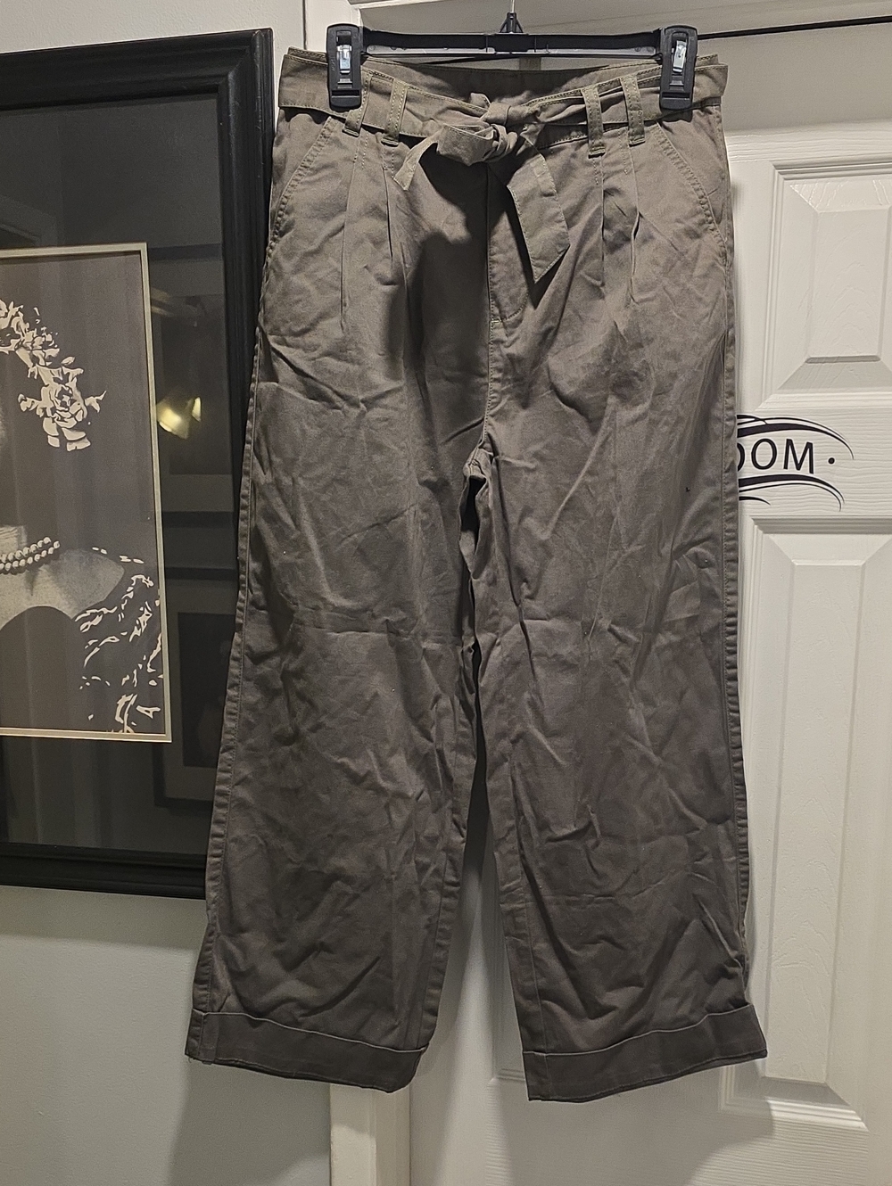Olive Green Casual Drawstring Pants